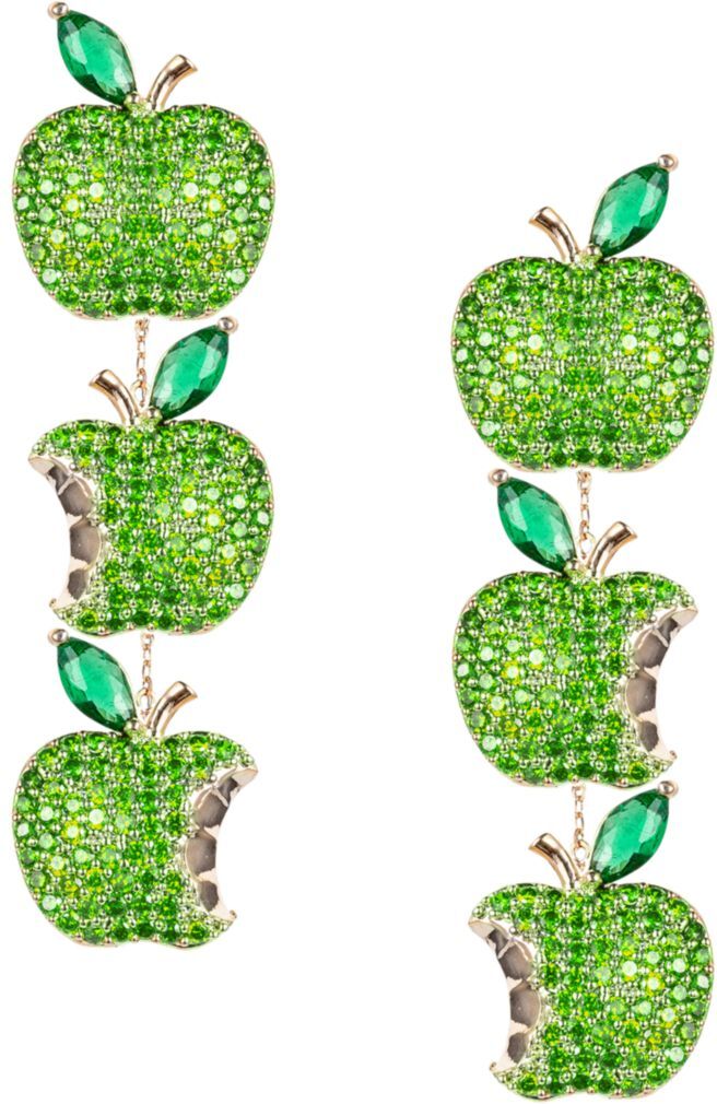 Eye Candy LA Women's Luxe 18K Goldplated & Cubic Zirconia Green Apple Drop Earrings  - female - Size: one-size