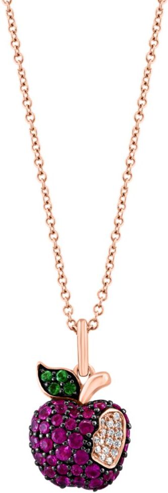 Effy Women's 14K Rose Gold, Diamond, Ruby & Tsavorite Apple Pendant Necklace  - female - Size: one-size