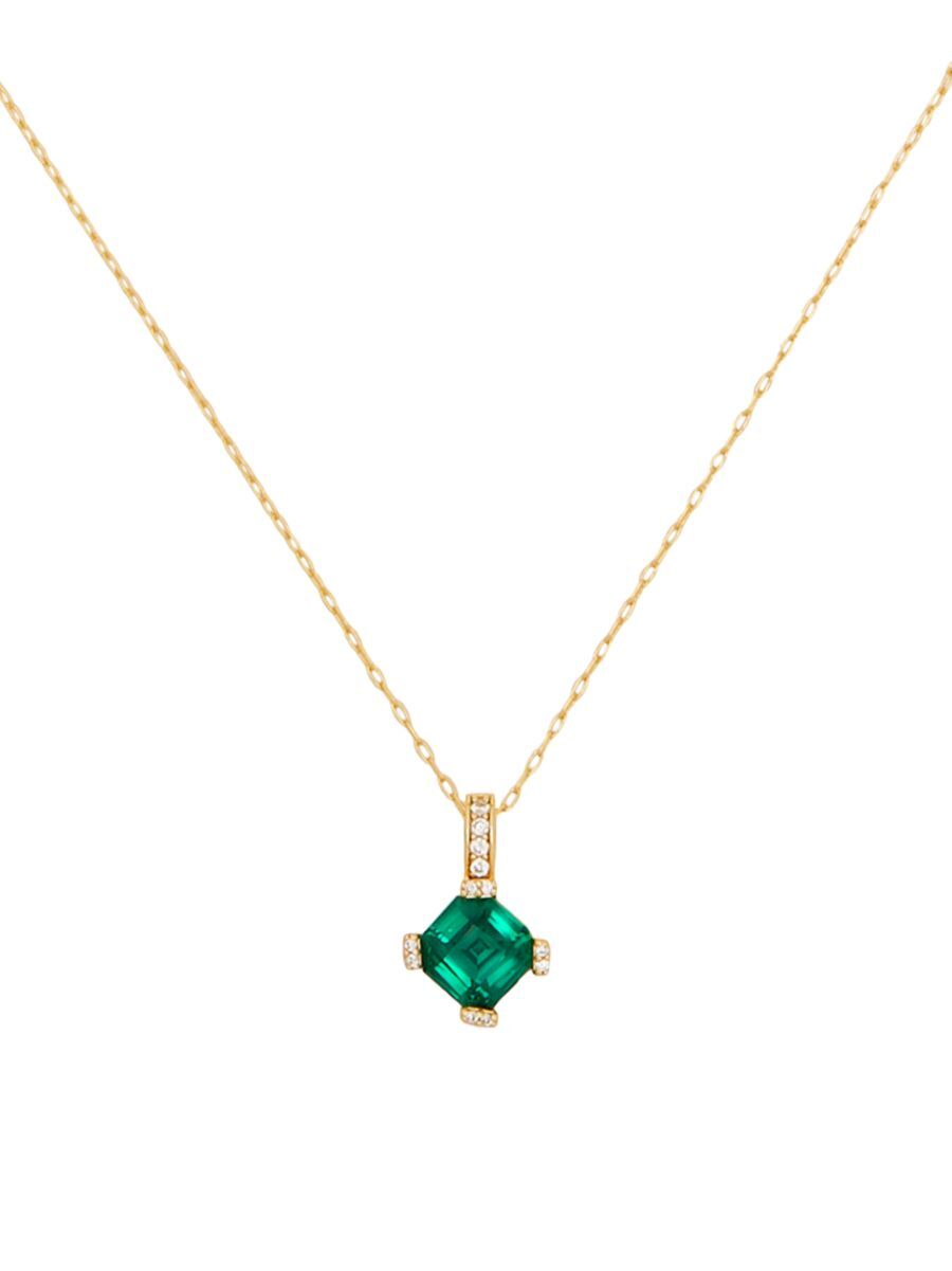 kate spade new york Women's Goldtone & Cubic Zirconia Mini Pendant Necklace - Green  - female - Size: one-size
