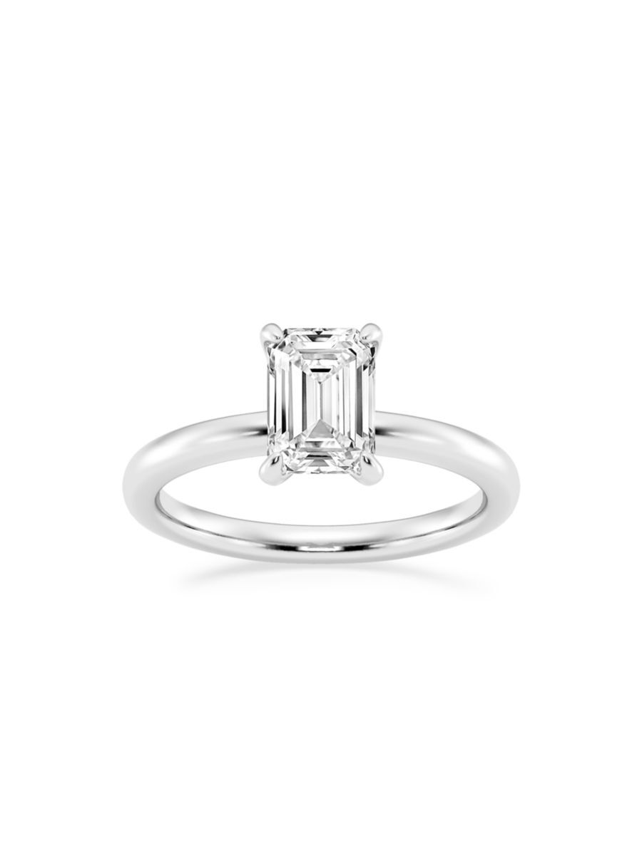 Saks Fifth Avenue Made in Italy Saks Fifth Avenue Women's Build Your Own Collection White Gold & Emerald Cut Diamond Solitaire Engagement Ring - 1.5 Tcw - Size 4  - female - Size: 4