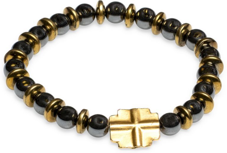 Jean Claude Men's 24K Gold Vermeil & Hematite Southern Cross Beaded Bracelet  - male - Size: one-size