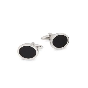 Saks Fifth Avenue Made in Italy Saks Fifth Avenue Men's Silvertone & Onyx Cufflinks - Black  - male - Size: one-size