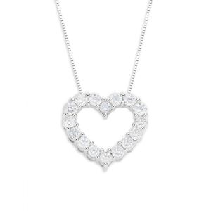 Badgley Mischka Women's 14K White Gold & 1.00 TCW Lab-Grown Diamond Heart Pendant Necklace  - female - Size: one-size