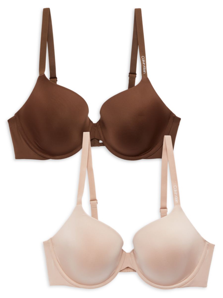 Calvin Klein Women's 2-Pack T-Shirt Bra Set - Nude Brown - Size 36 B  - female - Size: 36 B