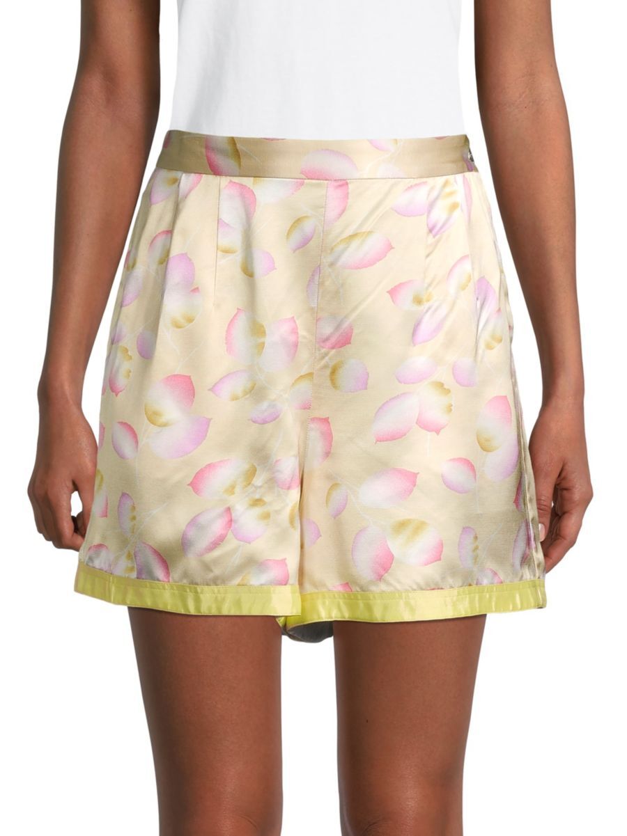 Jil Sander Women's Mirta Petal-Print Satin Shorts - Yellow - Size 34 (2)  - female - Size: 34 (2)