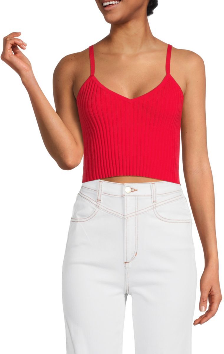 Solid & Striped Women's The Fleur Ribbed Crop Tank Top - Fiery Red - Size XL  - female - Size: XL