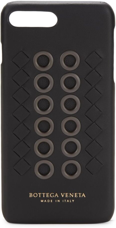 Bottega Veneta Eyelet Woven Leather iPhone Case - Black  - male