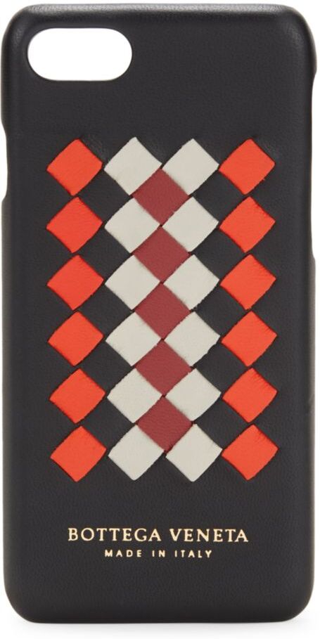 Bottega Veneta Woven Leather iPhone Case - Black Red  - male