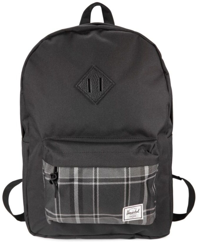 Herschel Supply Co. Men's Heritage Plaid Backpack - Black Grey  - male