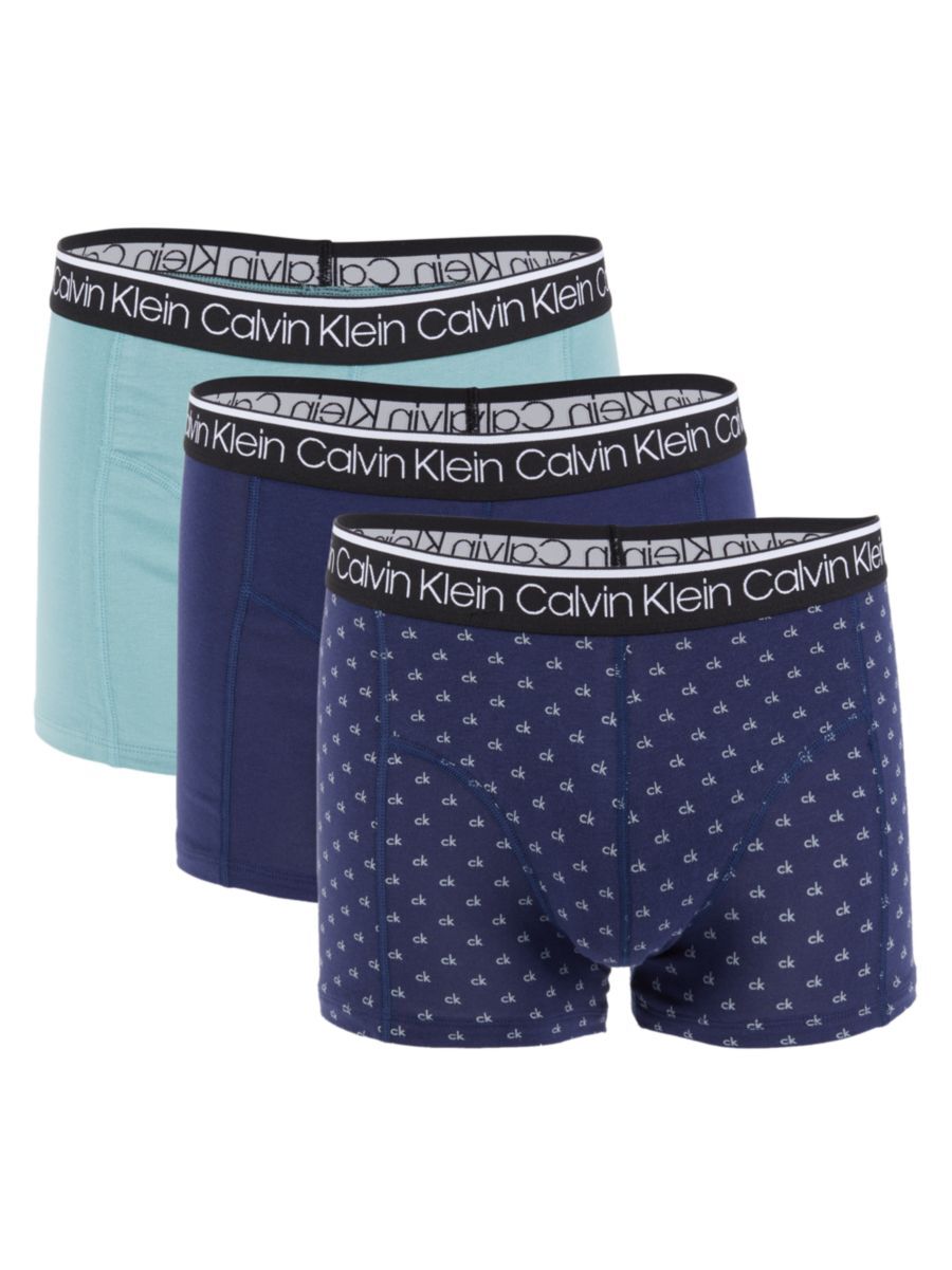 Calvin Klein Men's 3-Pack Assorted Logo Boxer Trunks - Navy Arctic - Size S  - male - Size: S