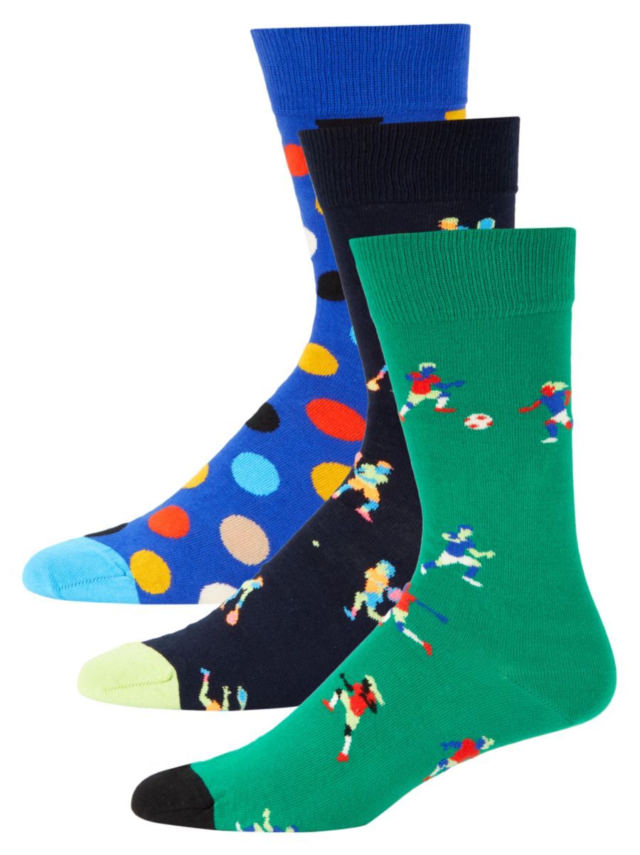 Happy Socks Men's 3-Pack Sports Crew Socks Gift Set - Navy Multi - Size 10-13  - male - Size: 10-13