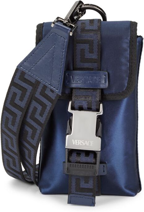 Versace Men's Logo Lanyard Phone Case - Navy Black  - male