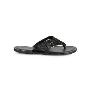 Saks Fifth Avenue Made in Italy Men's Embossed Leather Flip Flops - Black - Size 10  Black  male  size:10