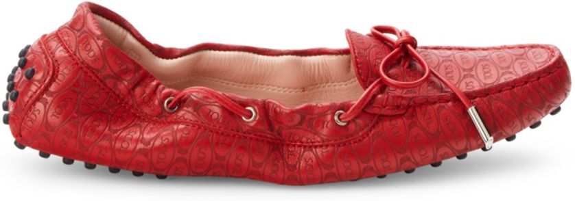 Tod's Women's Heaven Logo Leather Driving Shoes - Red - Size 40 (10)  - female - Size: 40 (10)