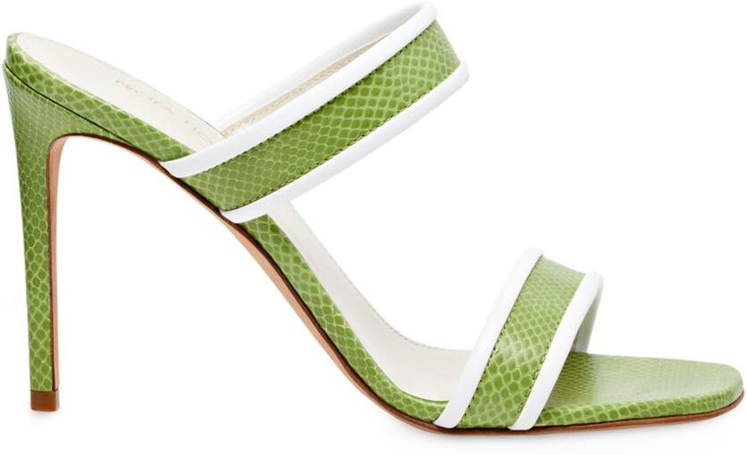 Prota Fiori Women's Zamia Apple Skin Lizard-Embossed Mules - Verde White - Size 36 (6)  - female - Size: 36 (6)