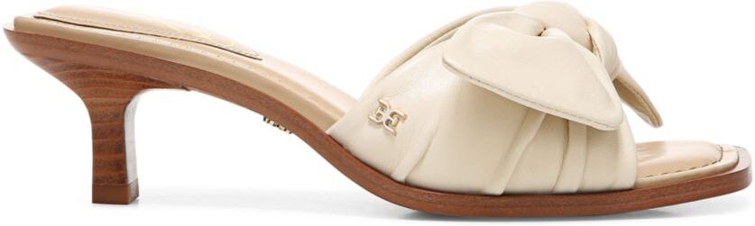 Sam Edelman Women's Darcie Bow Kitten Heel Sandals - Ivory - Size 8  - female - Size: 8