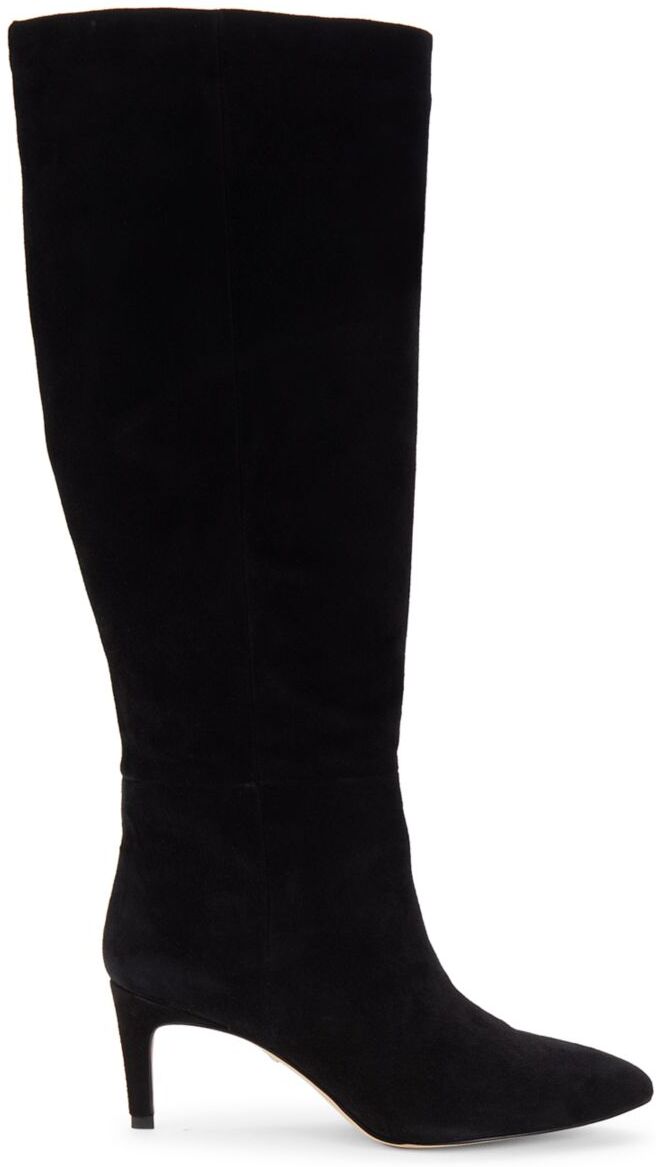 Sam Edelman Women's Uma Suede Kitten Knee High Boots - Black - Size 6.5  - female - Size: 6.5