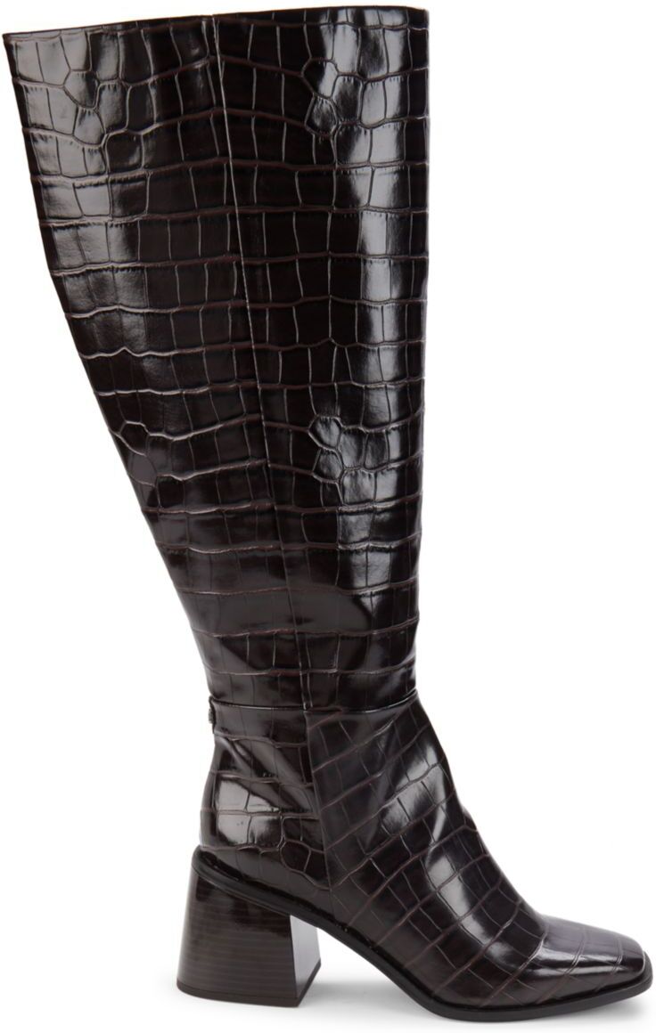 Sam Edelman Women's Wade Embossed Leather Knee High Boots - Espresso - Size 6  - female - Size: 6