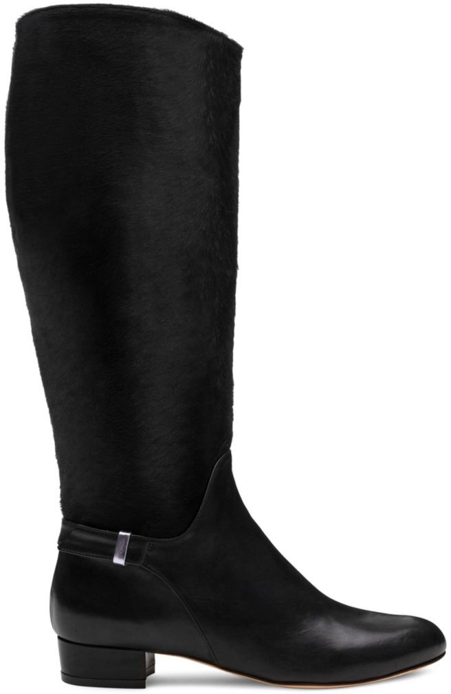 ALEXIS ISABEL Women's Gilt Calf Hair Knee High Riding Boots - Black - Size 35 (5)  - female - Size: 35 (5)