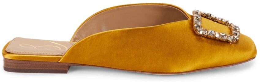 Sam Edelman Women's Lavina Embellished Flat Mules - Gold Yellow - Size 7  - female - Size: 7