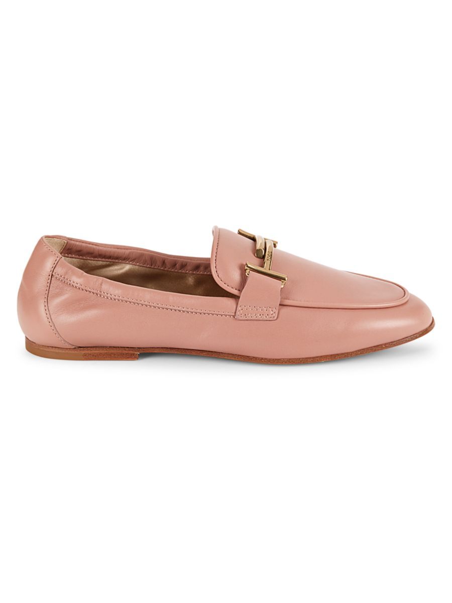 Tod's Women's Logo Leather Loafers - Pink - Size 35 (5)  - female - Size: 35 (5)