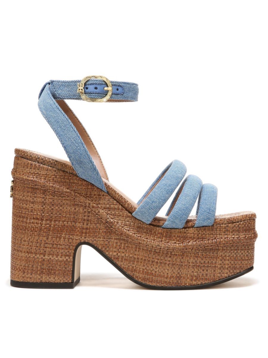 Sam Edelman Women's Tibby Denim Platform Sandals - Montrose Blue - Size 8.5  - female - Size: 8.5