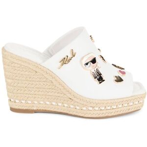 Karl Lagerfeld Paris Women's Corissa Embellished Leather Espadrille Sandals - Bright White - Size 8  - female - Size: 8