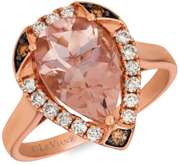 Le Vian Women's 14K Strawberry Gold®, Peach Morganite™, Nude Diamonds™ & Chocolate Diamonds® Ring - Size 7  - Size: 7