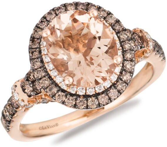 Le Vian Women's Chocolatier® 14K Strawberry Gold®, Peach Morganite™, Chocolate Diamond® & Vanilla Diamond® Ring - Size 7  - Size: 7