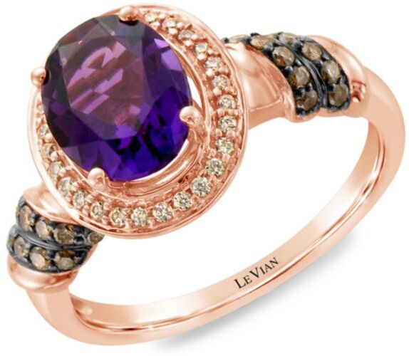 Le Vian Women's 14K Strawberry Gold®, Amethyst™, Chocolate Diamond® & Vanilla Diamond® Chocolatier® Ring - Size 7  - Size: 7