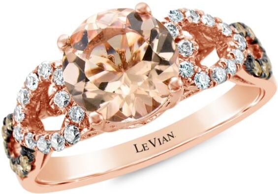 Le Vian Women's Chocolatier® 14K Strawberry Gold®, Peach Morganite™, Chocolate Diamond® & Vanilla Diamond® Ring - Size 7  - Size: 7