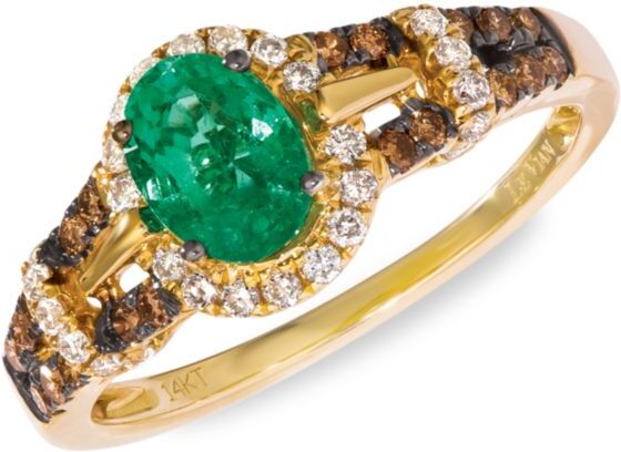 Le Vian Women's Chocolatier® 14K Honey Gold™, Costa Smeralda Emeralds™, Chocolate Diamonds® & Vanilla Diamonds® Ring - Size 7  - Size: 7