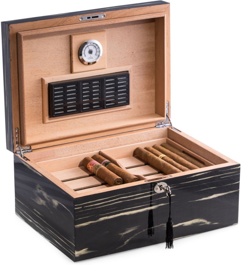 Bey-Berk Men's Ebony 100-Cigar Humidor - Ebony  - unisex