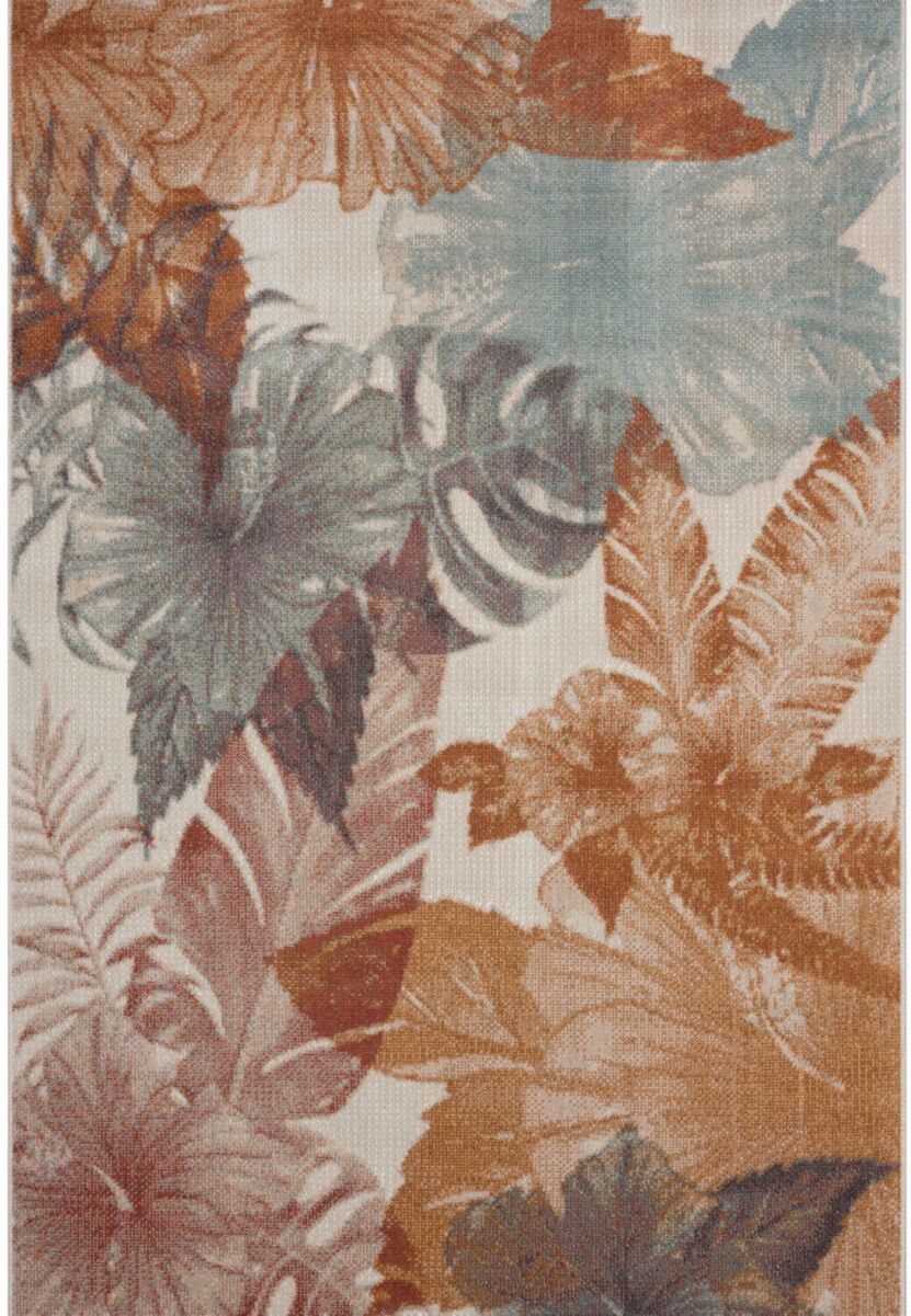 LR Home Annie Jem Botanical Area Rug - Orange Multi - Size 5'3" X 7'1"  - unisex - Size: 5'3" X 7'1"