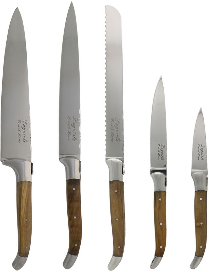 French Home Laguiole Connoisseur Six-Piece Kitchen Knife & Display Set - Olive Wood  - unisex