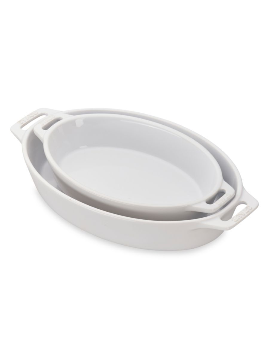 Staub Ceramic 2-Piece Oval Baking Dish Set - White  - unisex - Size: one-size
