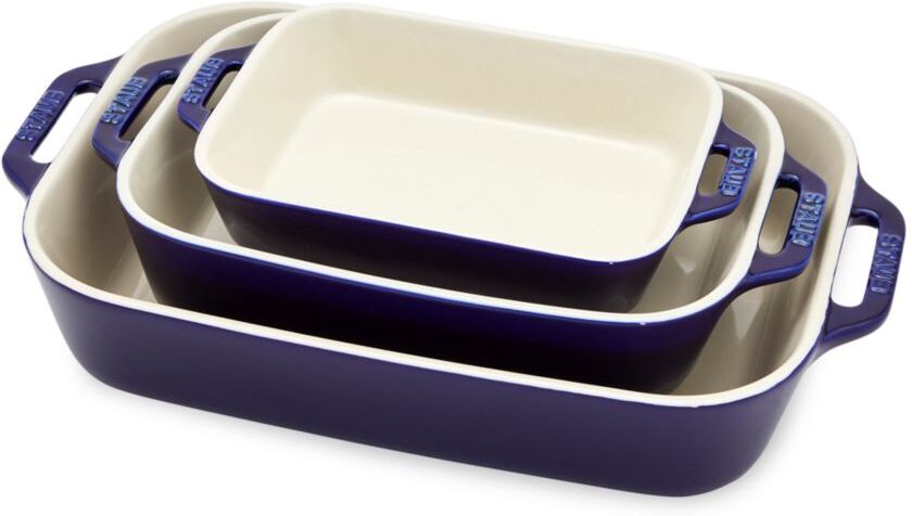 Staub 3-Piece Ceramic Rectangular Baking Dish Set - Blue  - unisex - Size: one-size