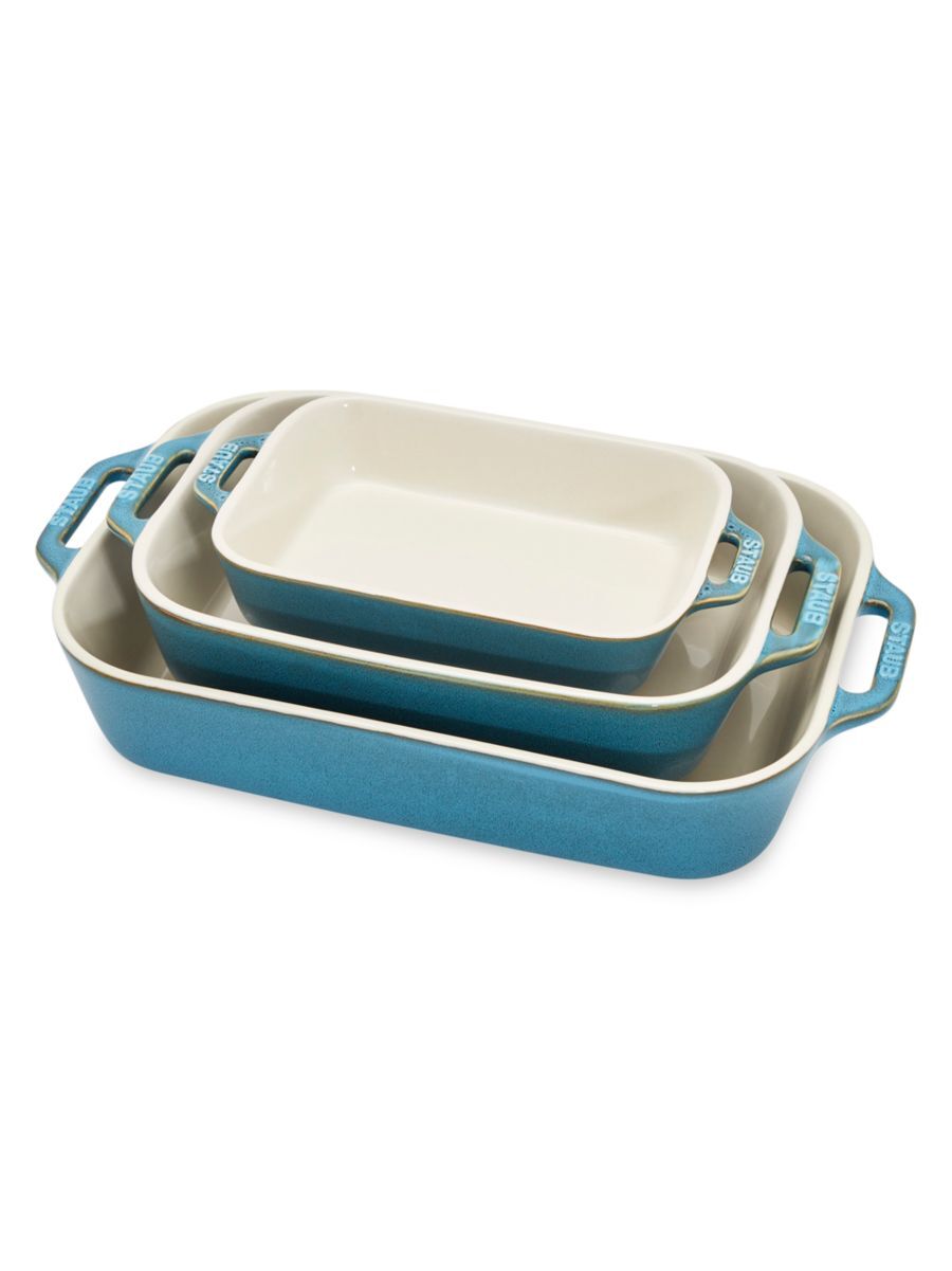 Staub 3-Piece Rectangular Baking Dish Set - Turquoise  - unisex - Size: one-size