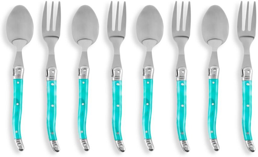 French Home Laguiole 8-Piece Dessert Spoon & Fork Set - Turquoise  - unisex - Size: one-size