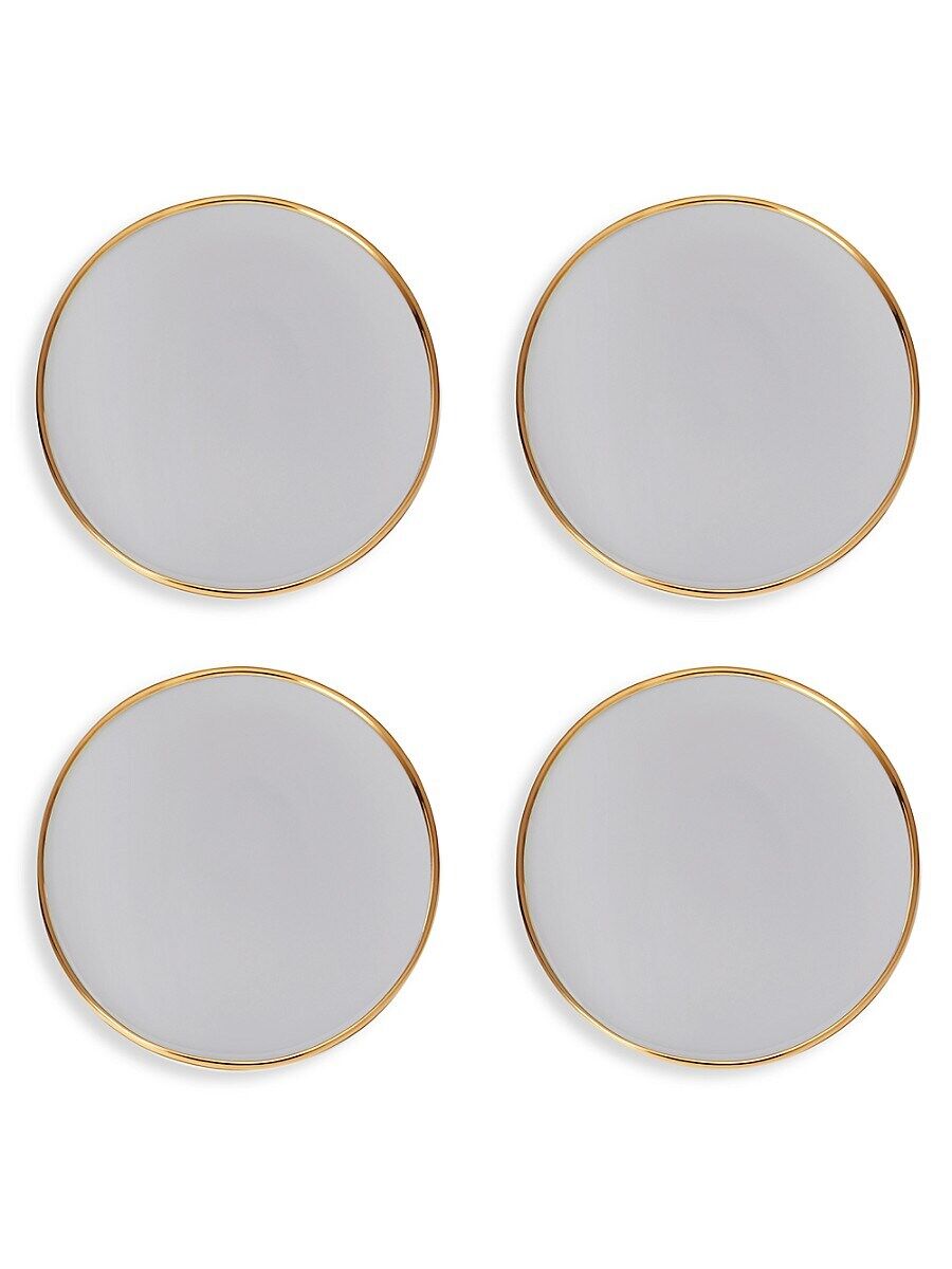 AERIN Elia 4-Piece 18K Yellow Goldplated & Ceramic Plate Set - Grey  - unisex - Size: one-size