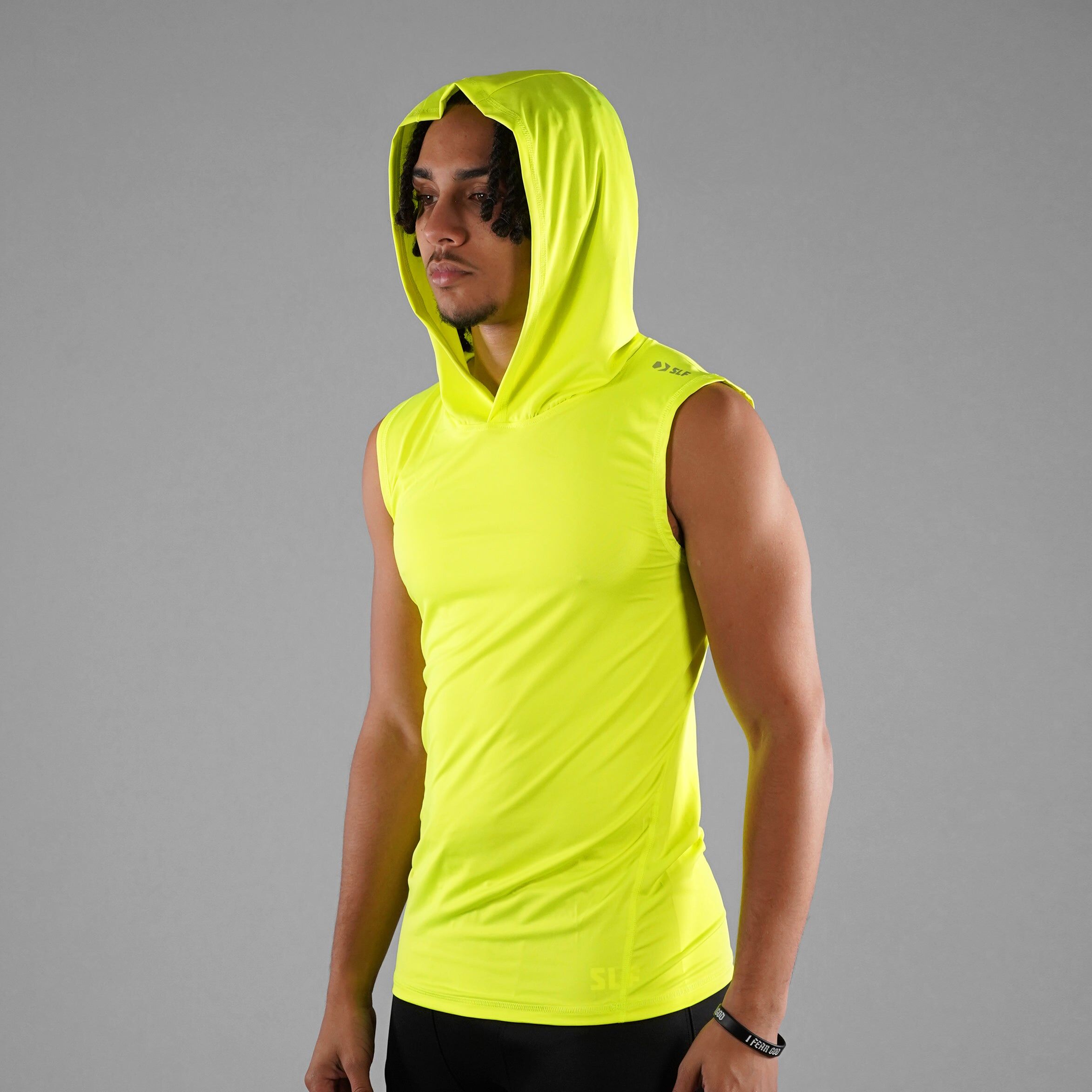 Sleefs Safety Yellow Sleeveless Compression Hoodie