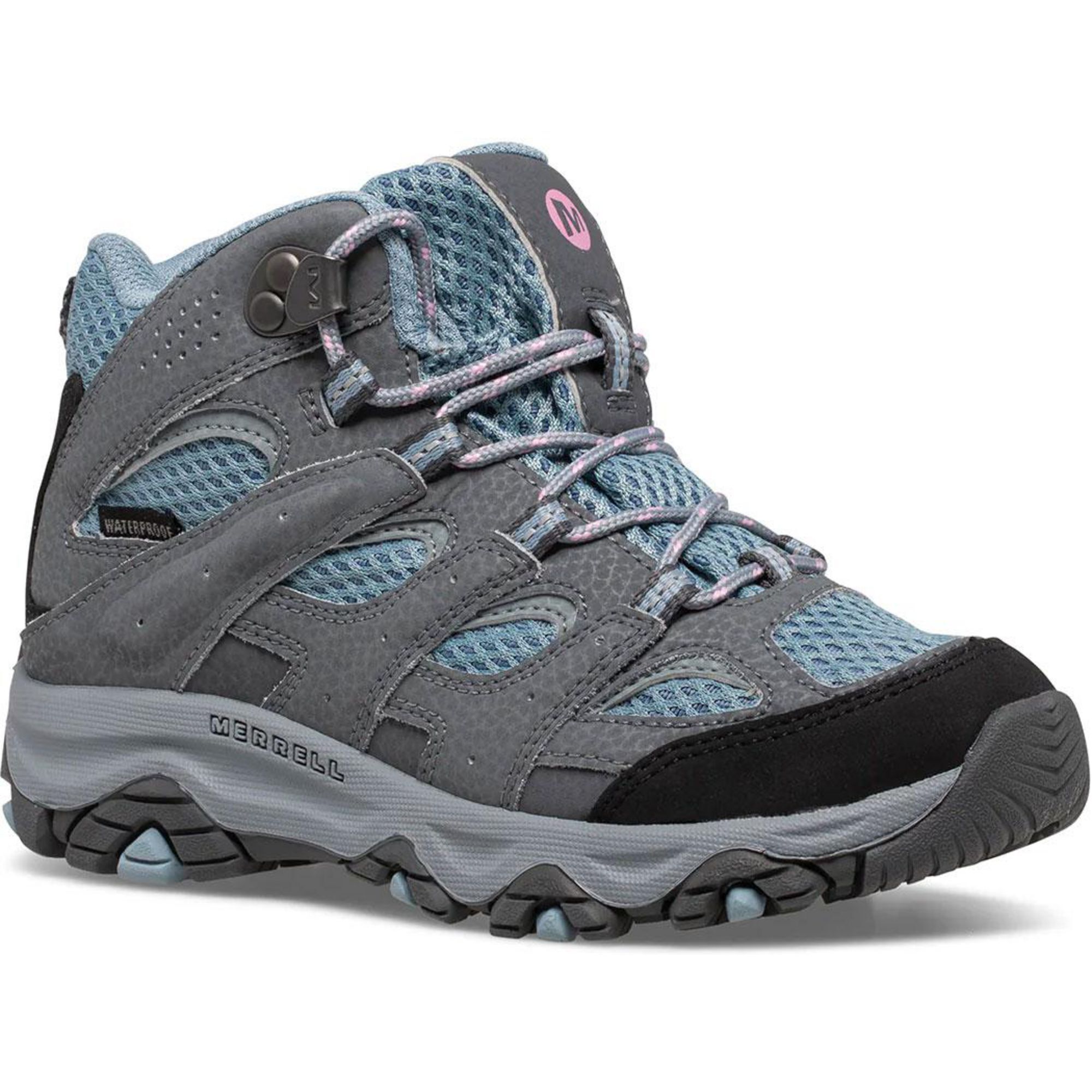 Merrell Girls' Moab 3 Mid Waterproof Hiking Boots  - Boulder/Red - Size: 5