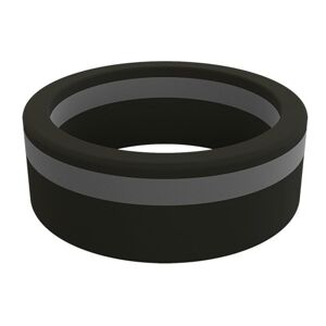 Qalo Men's Pinstripe Silicone Ring  - Black/Silver - Size: 11