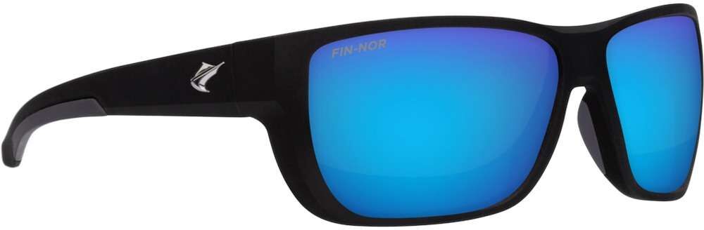 Fin-Nor 12/0 Sunglasses - Matte Black Frame/Blue Mirror Glass Lens