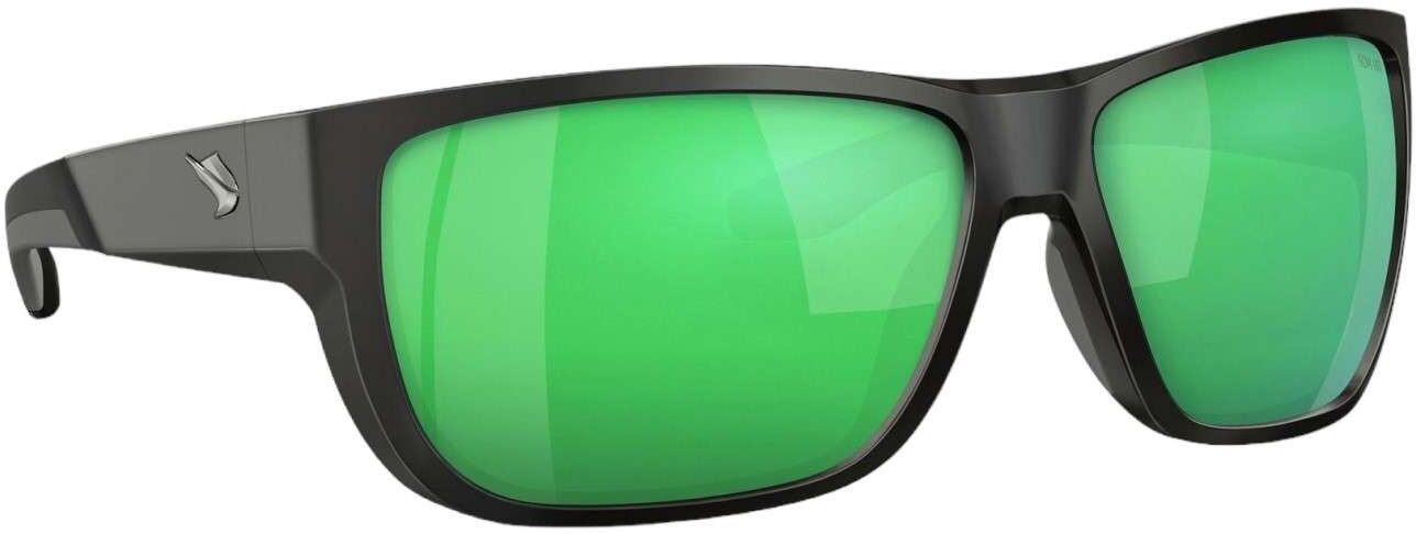 Fin-Nor 12/0 Sunglasses - Matte Black Frame/Green Mirror Glass Lens