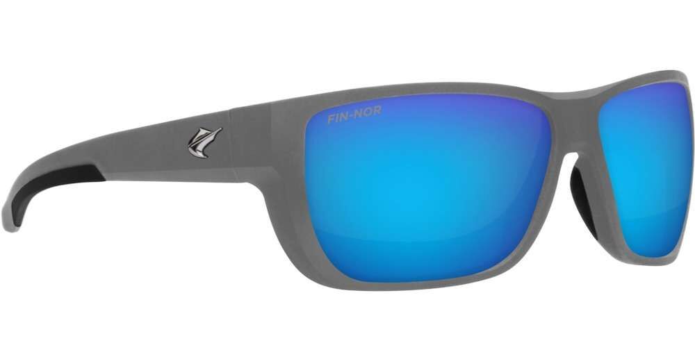 Fin-Nor 12/0 Sunglasses - Matte Dark Grey Frame/Blue Mirror Glass Lens