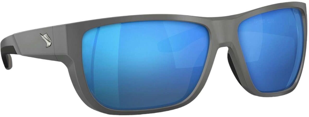 Fin-Nor 12/0 Sunglasses - Matte Dark Grey Frame/Blue Mirror Poly Lens