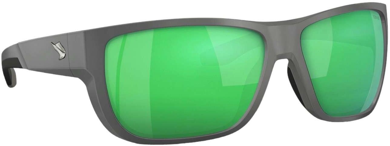 Fin-Nor 12/0 Sunglasses - Matte Dark Grey Frame/Green Mirror Glass Lens