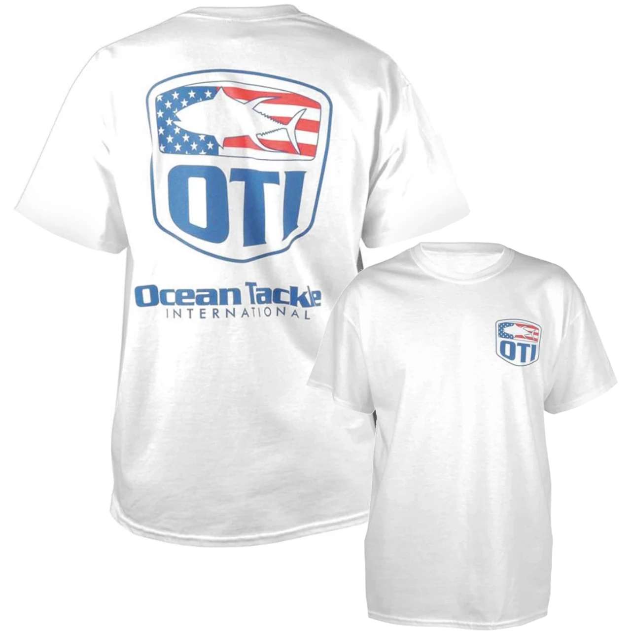 Ocean Tackle International America Flag Logo T-Shirt - White - L