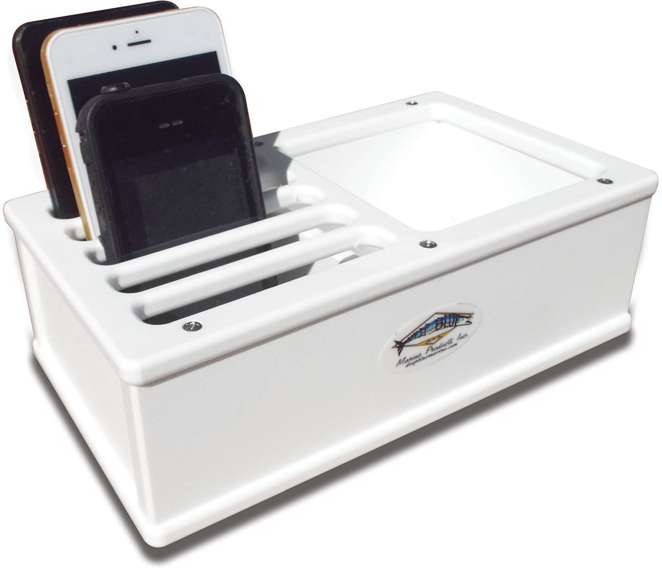 Deep Blue Cell Phone Storage Box - White